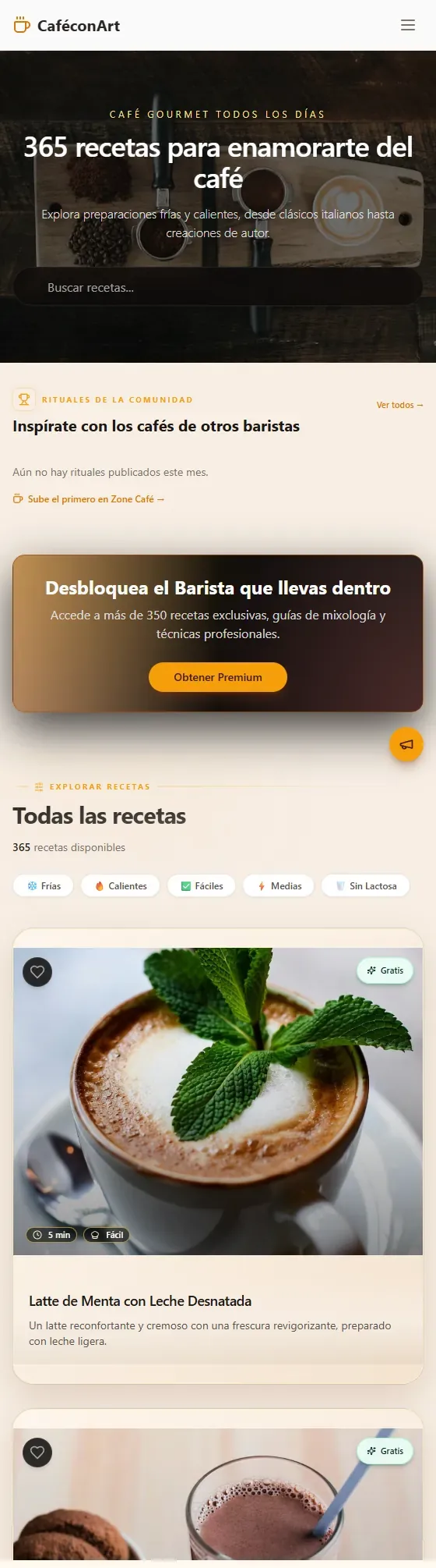 Vista real da plataforma de uma comunidade de café